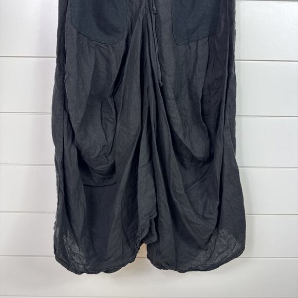 People Like Frank Bubble Hem 100% Linen Midi Skirt Black sz 4 - Picture 3 of 7
